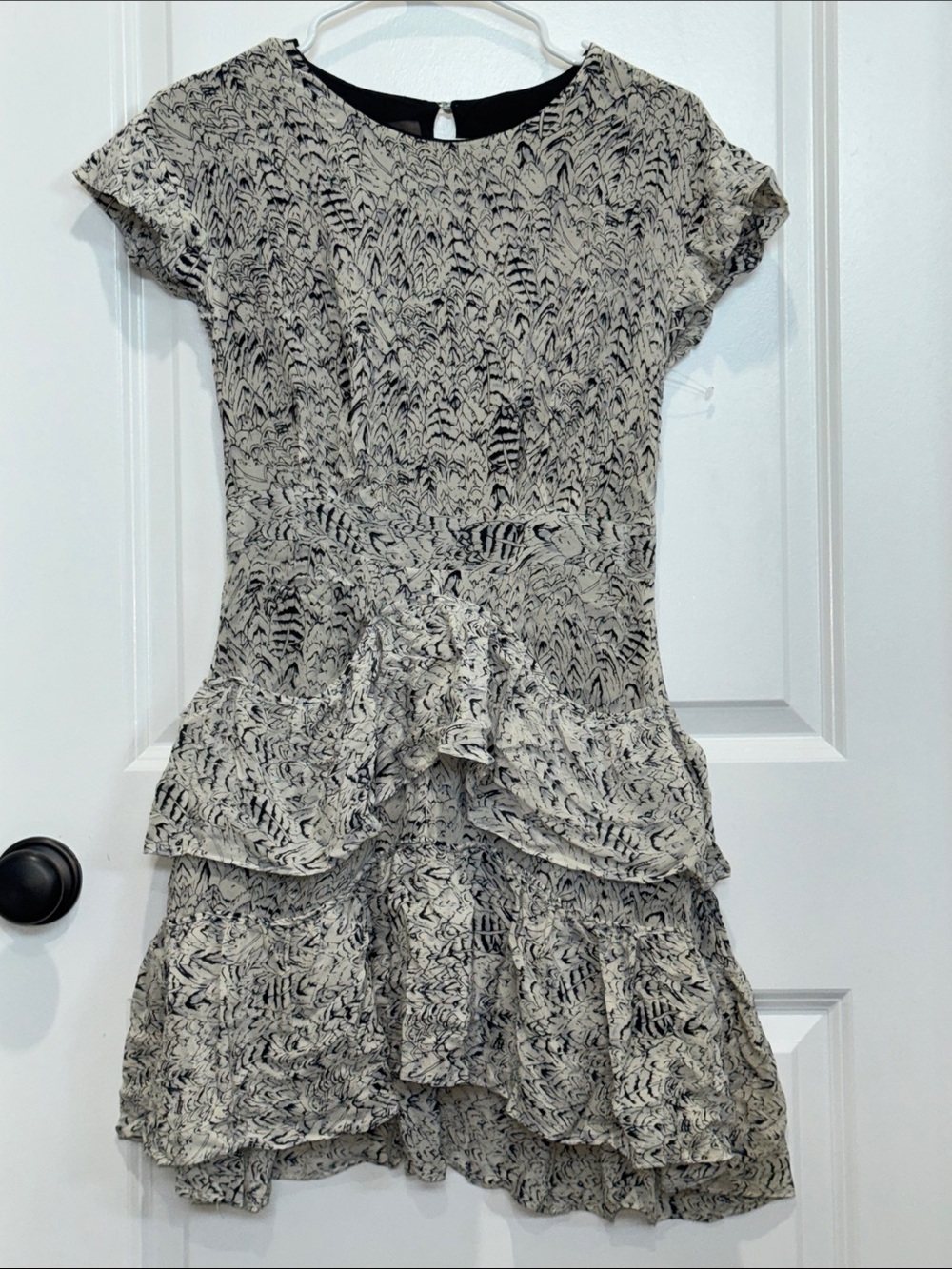 Calvin Klein Black & Cream Tiered Ruffle Dress